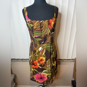CONNECTED APPAREL Womens Sleeveless Midi/Knee Dress Brown Green Pink Size 10